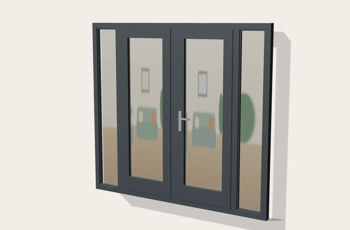 Anthracite grey French doors with glazed side panels