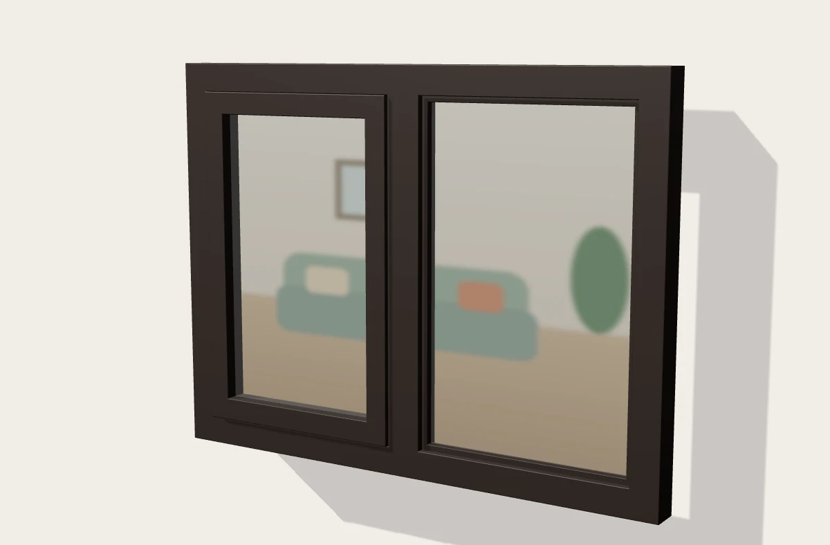 Dark brown holiday home window with one opener